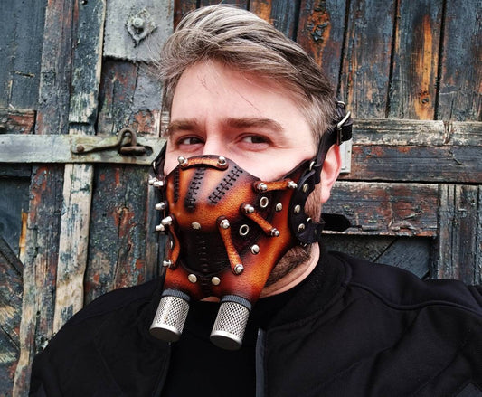 Rodeo Forbavselse Proportional Full Face Leather Mask, Biker Mask, Dieselpunk Mask, MadMax Mask, Post –  AdrianFodeaLeather