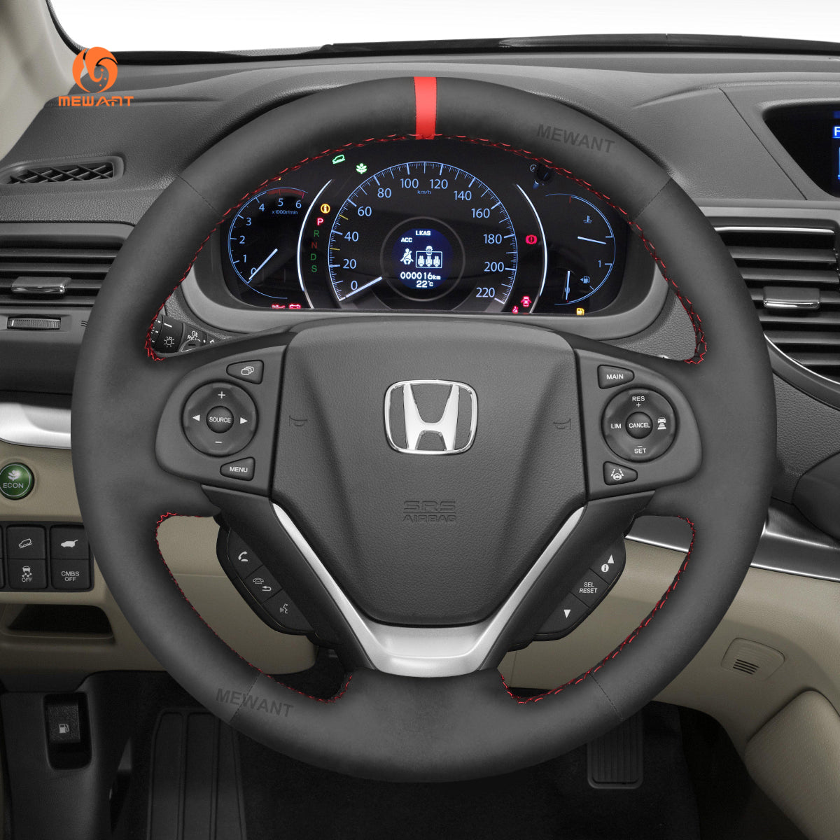 MEWANT Hand Stitch Car Steering Wheel Cover for Honda CR-V CRV 2012-2018
