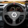 MEWANT Leather Suede Carbon Fiber Car Steering Wheel Cover for Mitsubishi Lancer Evolution EVO VI 6 / V (5) / IV 4