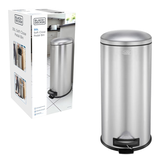 30L Stainless Steel Domed Lid Pedal Bin, by BLACK + DECKER Image 3