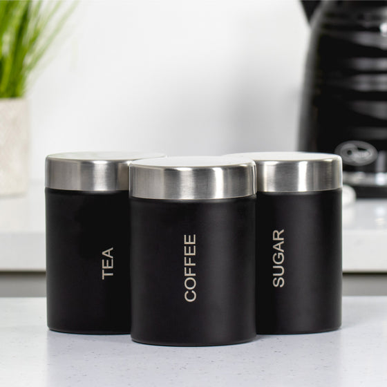 Set of 3 Tea, Coffee & Sugar Canisters Image 1