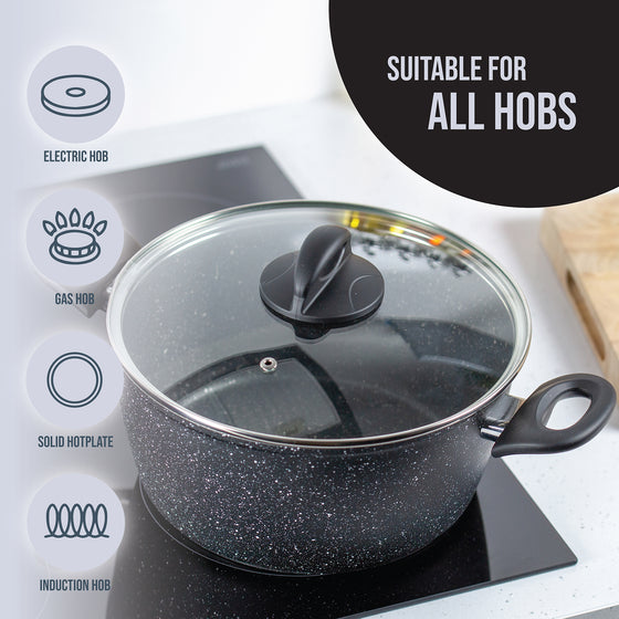 Classic 24cm Black Non Stick Stock Pot with Lid Image 3