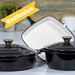 3-Piece Black Cast Iron Cookware Set Image 1