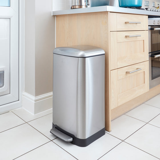 30L Stainless Steel Pedal Bin with Soft Close Lid, by BLACK +