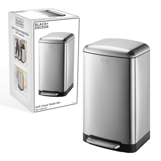 30L Stainless Steel Pedal Bin with Soft Close Lid, by BLACK + DECKER Image 4