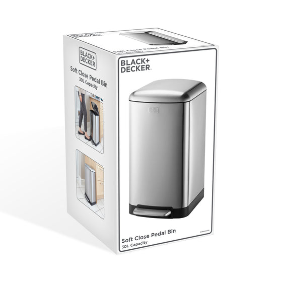 30L Stainless Steel Pedal Bin with Soft Close Lid, by BLACK + DECKER Image 7