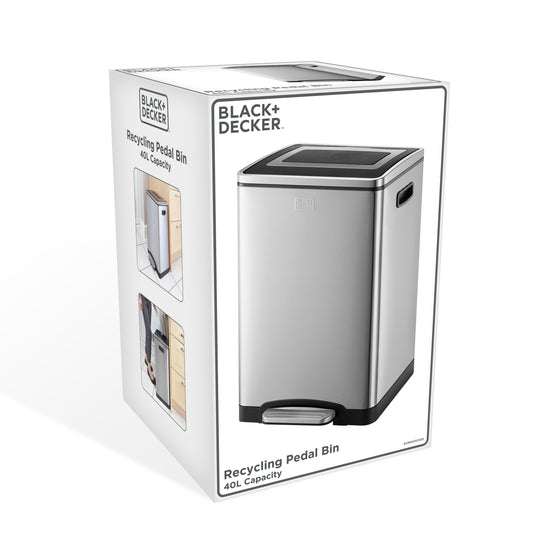 40L Stainless Steel Duo Recycling Bin with Soft Close Lid, by BLACK + DECKER Image 11