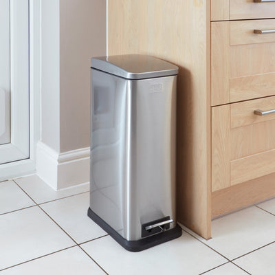 20L Stainless Steel Slimline Pedal Bin with Soft Close Lid, by BLACK + DECKER