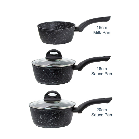 Classic 3-Piece Black Non Stick Saucepan Set Image 5