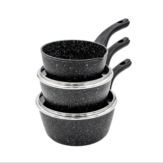 Classic 3-Piece Black Non Stick Saucepan Set Image 6