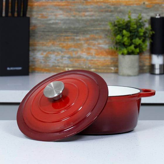 22cm Red Cast Iron Casserole Dish With Lid Image 3