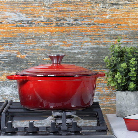22cm Red Cast Iron Casserole Dish With Lid Image 8