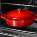 28cm Red Cast Iron Shallow Casserole Dish With Lid Image 6