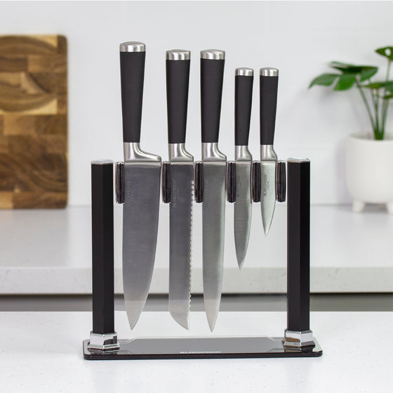 5-Piece Knife Set With Clear Stand Image 1