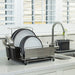 Stainless Steel Dish Drainer with Black Cutlery Holder & Drip Tray Image 2