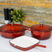 28cm Red Cast Iron Shallow Casserole Dish With Lid Image 7