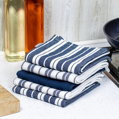 Set of 5 Tea Towels - Navy Blue