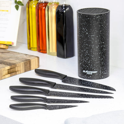 5-Piece Black Knife Set With Block