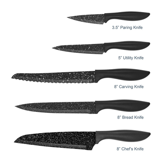 5-Piece Black Knife Set With Block Image 3