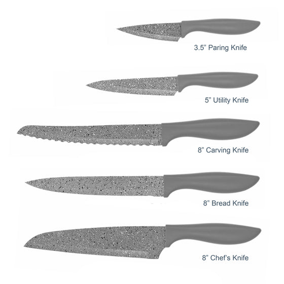 5-Piece Grey Knife Set With Block