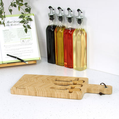 Bamboo Cheeseboard & 3 Knife Set