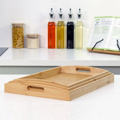 Set Of 3 Bamboo Serving Trays