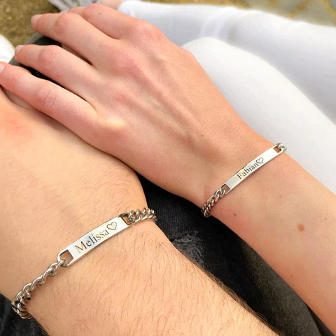 couples bracelets on wrist