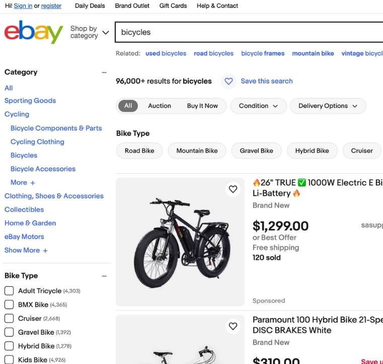online functionality representation of ebay