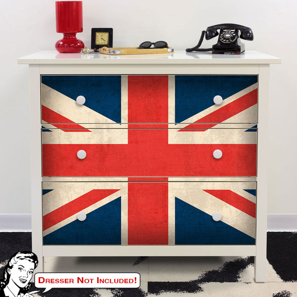 Jaarlijks Port Ampère UK Flag Union Jack IKEA HEMNES Dresser Graphic | Retro Planet