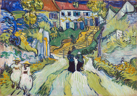 Vincent van Gogh's Stairway at Auvers (1890) famous landscape painting. Original from the Saint Louis Art Museum.