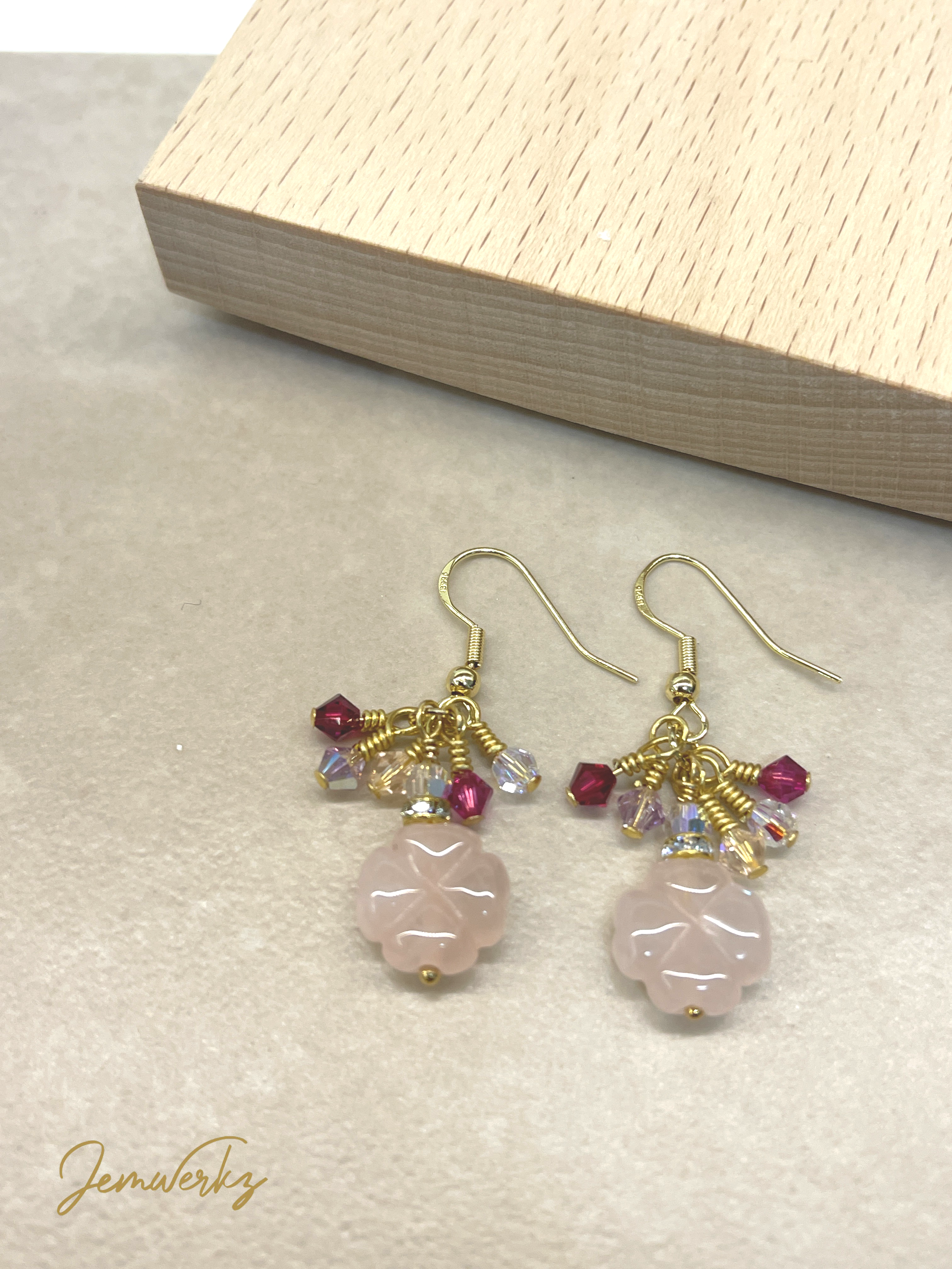 swarovski rose quartz earrings