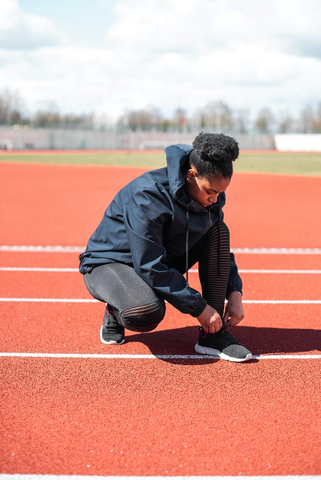 A comfortable hoodie worn by a female athlete