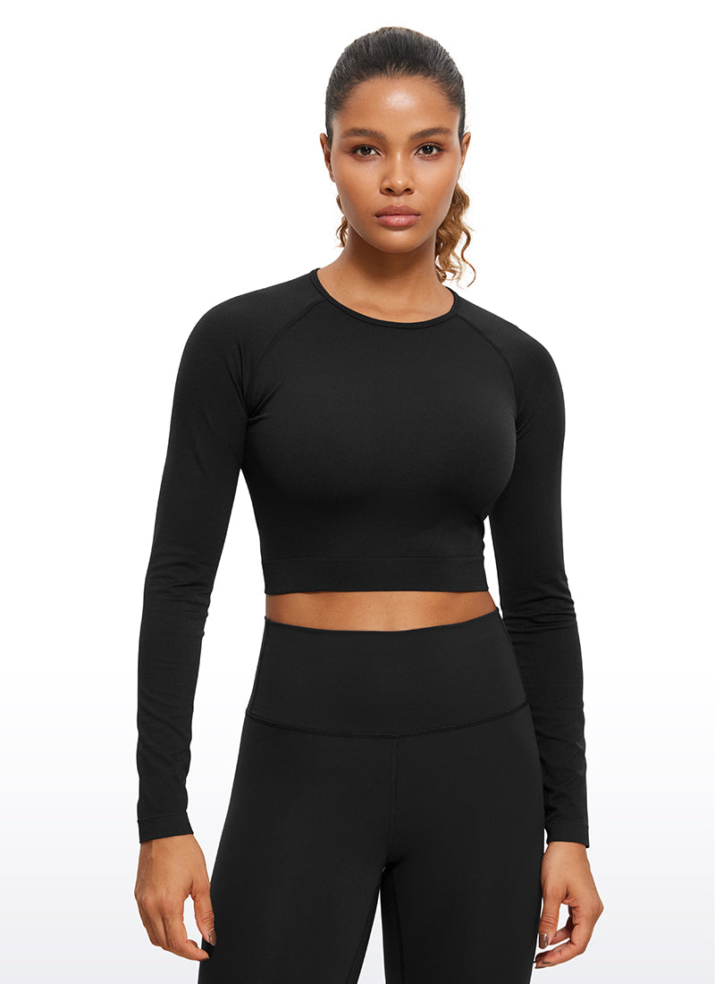 CRZ YOGA UPF 50+ Long Sleeve Shirts for Women Lightweight Workout Crop Tops  Loose Fit Athletic Running Shirts Quick Dry Black Small