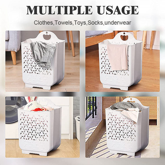  Smart Design Deluxe Collapsible Laundry Baskets – Holds Up to 3  Loads, White – Pop-Up Laundry Hamper Stands or Lays for Easy Organization  and Storage – Laundry Basket Made with Breathable