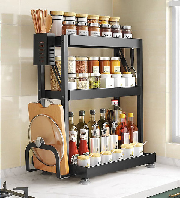 HGYZE Carbon Steel Kitchen Cabinet Counter Shelf Organizer, Sturdy Cupboard  Stand Pantry Shelves - Add Storage Space to the countertop Bedroom