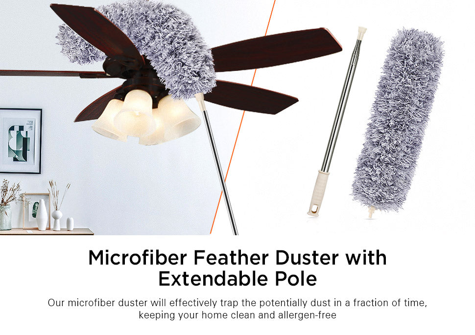 Joybos® Microfiber Duster with Extension Pole and Drying Rack 11
