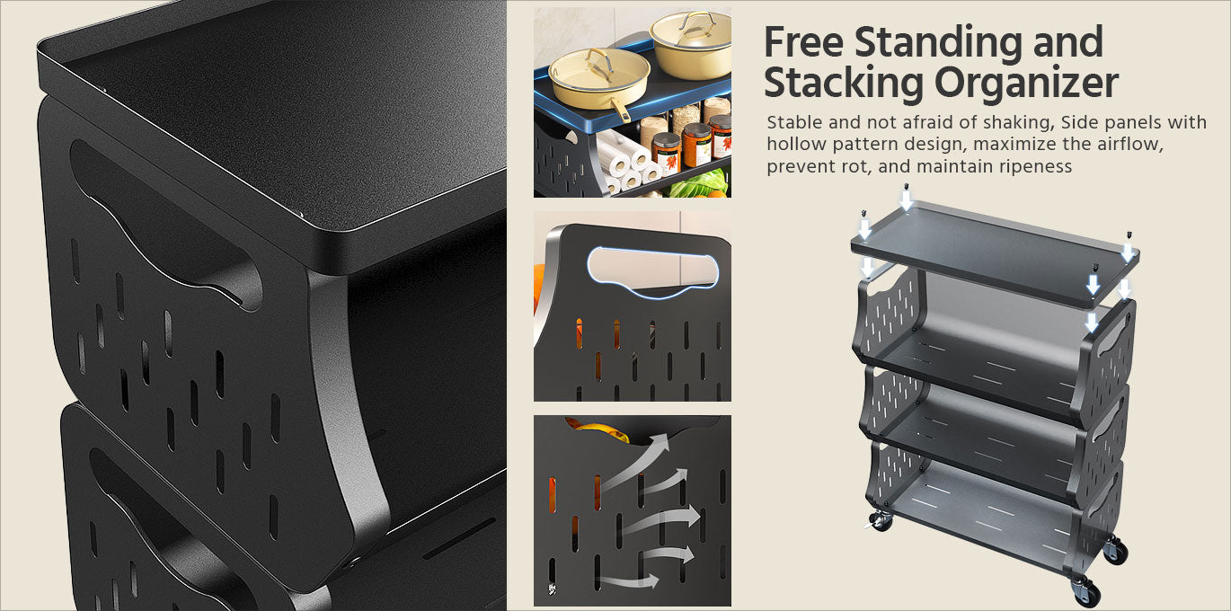 Joybos® 5 Tier Metal Stackable Storage Cart with Wheels 18