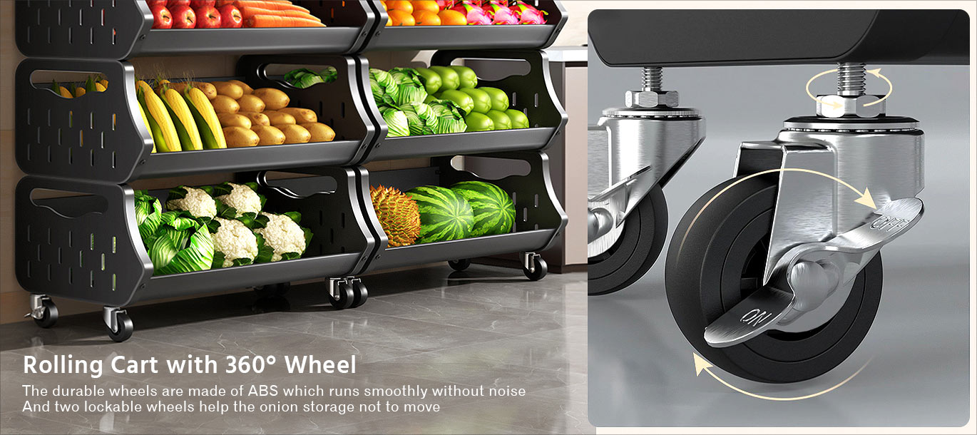 Joybos® 5 Tier Metal Stackable Storage Cart with Wheels 19