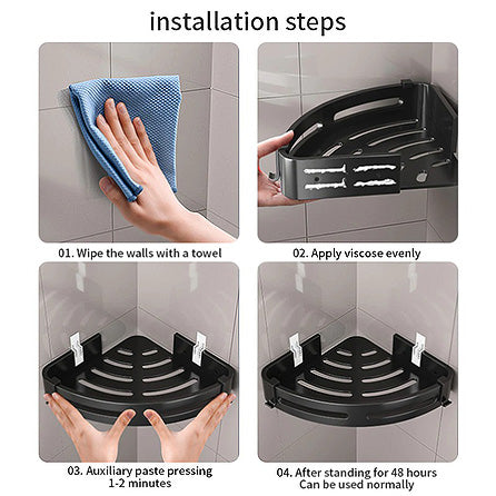 corner shower shelf install steps