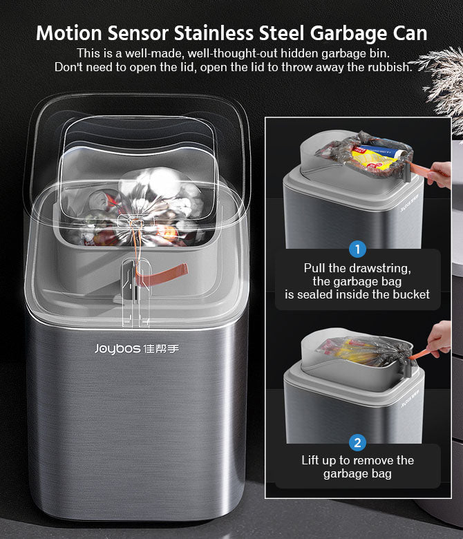 Joybos® 4.5 Gallon Motion Sensor Stainless Steel Garbage Can 10