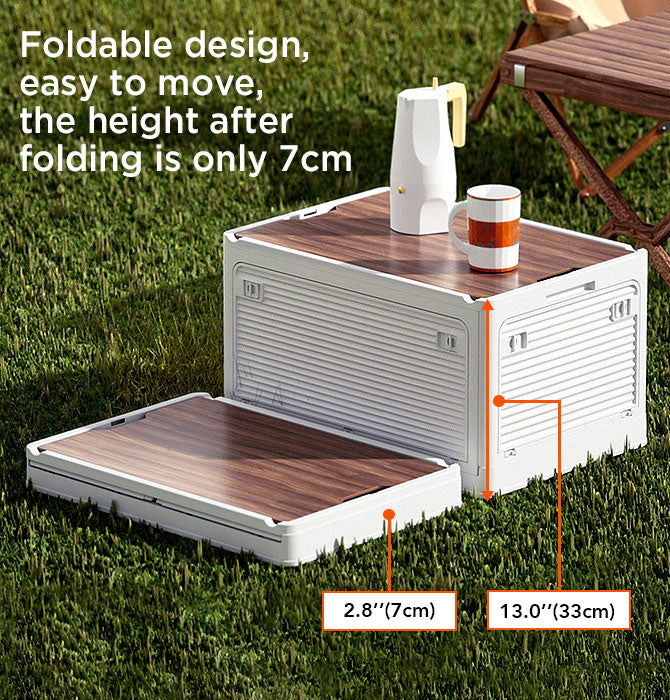 Joybos® 85L Foldable Five-Door Storage Box with a Wooden Cover 20