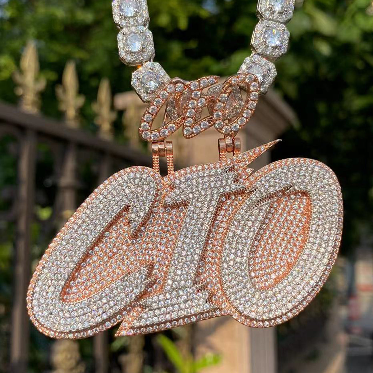 CEO of Your Letter Be Your Own Boss PersonalizedTwo Tone Iced Out Luxury Pendant