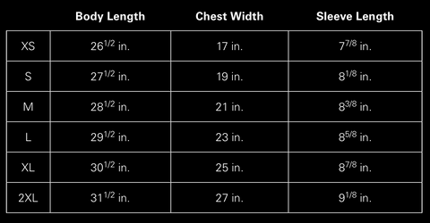 2DFANTASY SIZE CHART