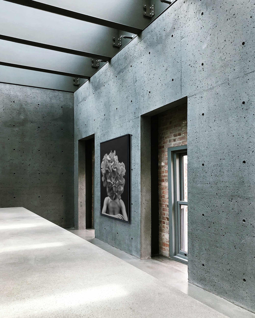 Artwork in concrete hall