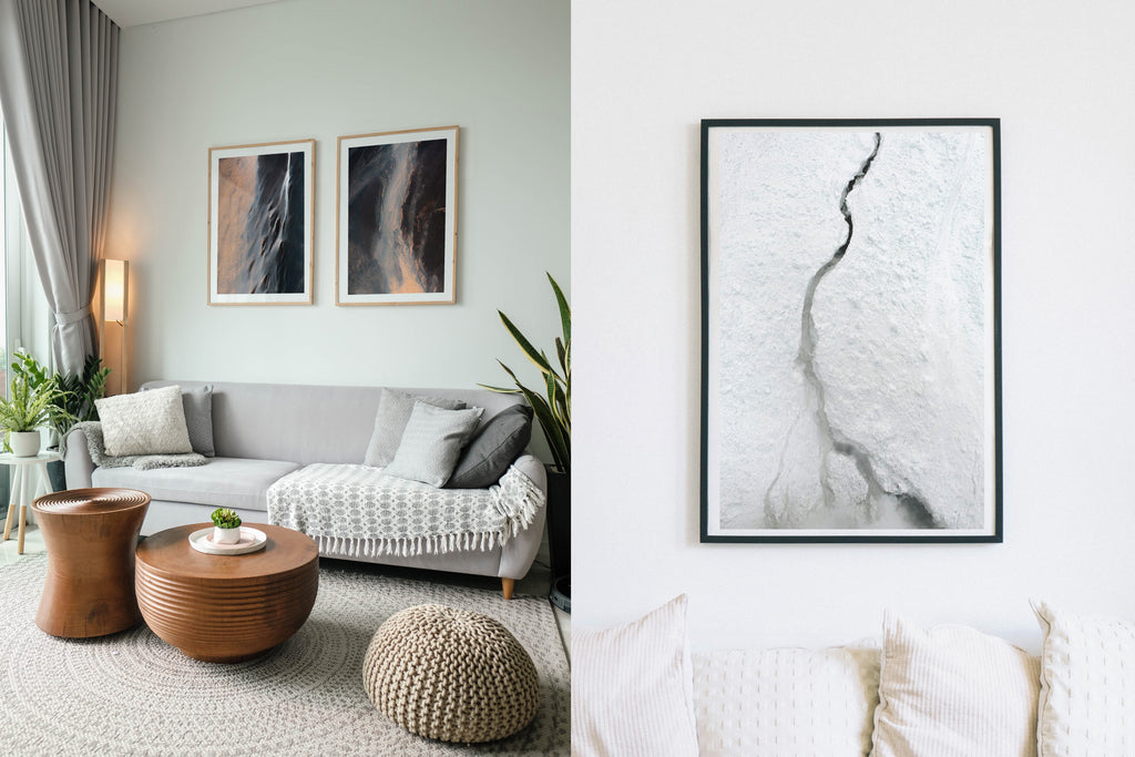 Examples of fine art hanging above sofas