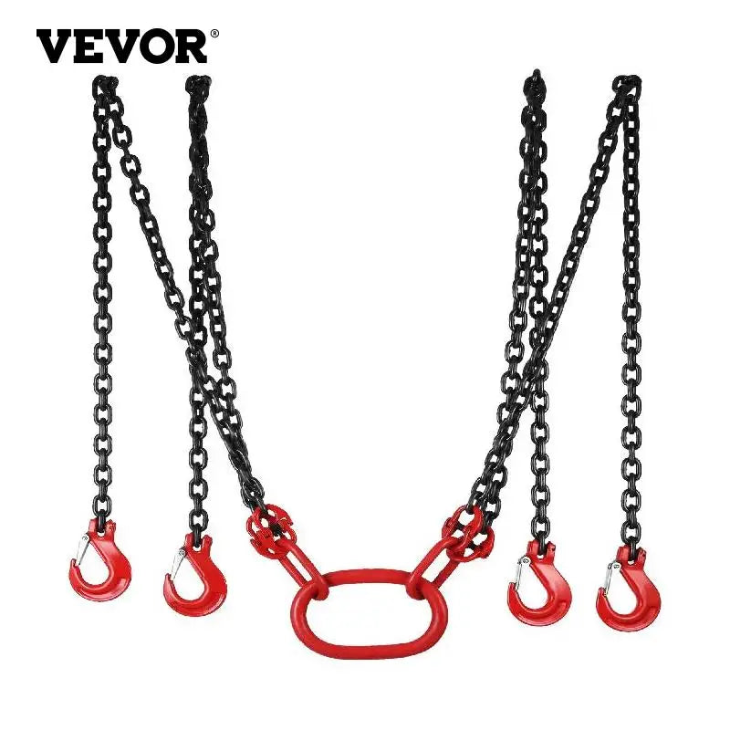 VEVOR Lifting Chain Sling Lifts 5 Tonne 1.5M 3M 4M X 5/16 Inch Heavy Duty With 4 Legs Grade Hooks and Adjuster G80 Alloy Steel