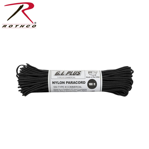 Commercial Paracord Nylon, 550 Type III, Black