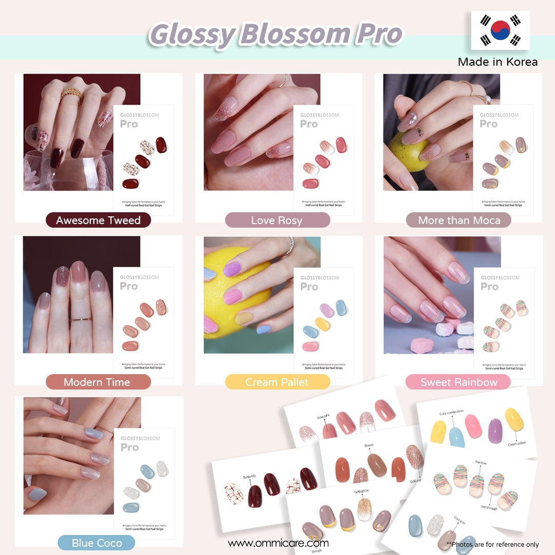 Glossy Blossom Semi-cured Real Gel Nail Strips Style