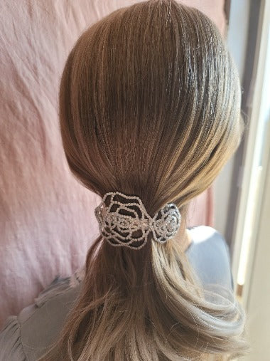 Crystal Rose flower hair clip