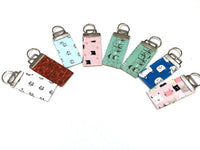 Cat Fabric Accessory Set with Lanyard, Wristlet Key Chain & Chap Stick Holder, Choice of Set or Individual Item